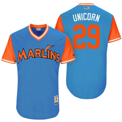 Miami Marlins Brad Ziegler #29 Unicorn Blue Nickname 2017 Little League Players Weekend Jersey