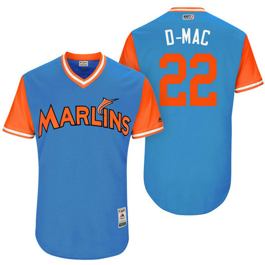 Miami Marlins Dustin McGowan #22 D-Mac Blue Nickname 2017 Little League Players Weekend Jersey