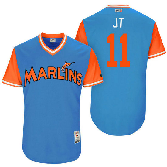 Miami Marlins J.T. Realmuto #11 JT Blue Nickname 2017 Little League Players Weekend Jersey