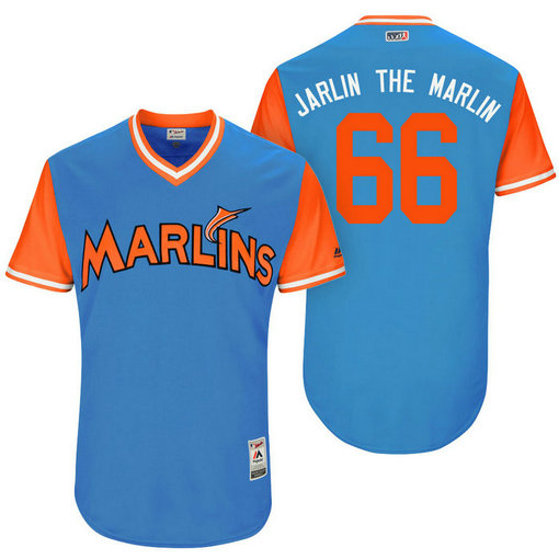 Miami Marlins Jarlin Garcia #66 Jarlin The Marlin Blue Nickname 2017 Little League Players Weekend Jersey