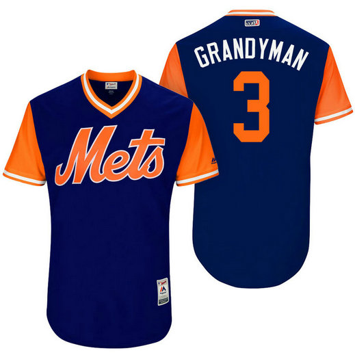 New York Mets Curtis Granderson #3 Grandyman Royal Nickname 2017 Little League Players Weekend Jersey