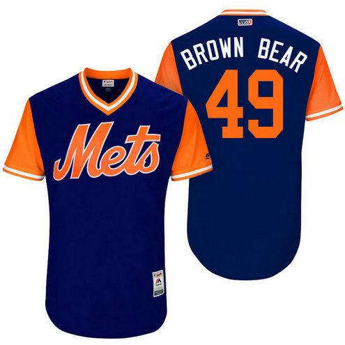 New York Mets Josh Smoker #49 Brown Bear Royal Nickname 2017 Little League Players Weekend Jersey New York Mets Josh Smoker #49 Brown Bear Royal Nickname 2017 Little League Players Weekend Jersey