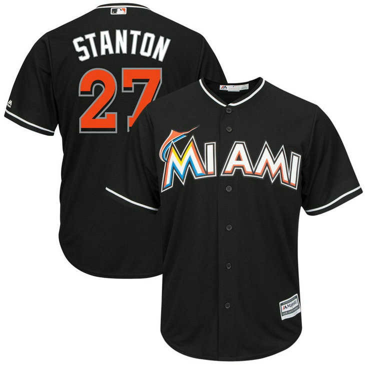 Miami Marlins #27 Giancarlo Stanton Replica Alternate Black Cool Base Jersey Miami Marlins #27 Giancarlo Stanton Replica Alternate Black Cool Base Jersey