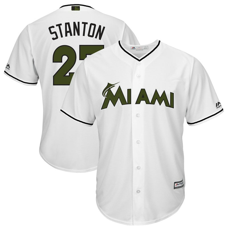 Miami Marlins #27 Giancarlo Stanton White Cool Base Jersey 2017 Memorial Day Miami Marlins #27 Giancarlo Stanton White Cool Base Jersey 2017 Memorial Day