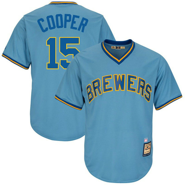 Cecil Cooper #15 Milwaukee Brewers Replica Cooperstown Collection Light Blue Cool Base Jersey Cecil Cooper #15 Milwaukee Brewers Replica Cooperstown Collection Light Blue Cool Base Jersey