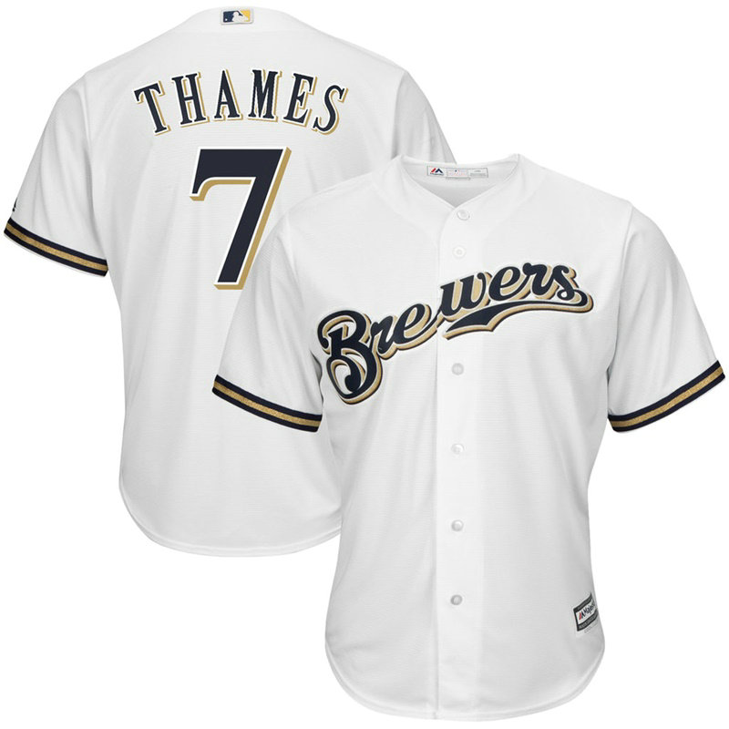 Milwaukee Brewers #7 Eric Thames Home White Cool Base Jersey Milwaukee Brewers #7 Eric Thames Home White Cool Base Jersey