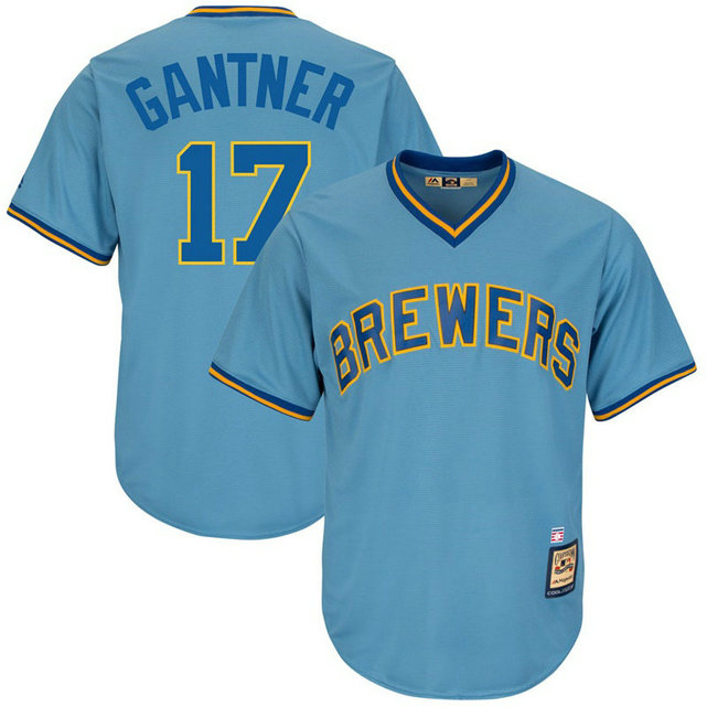 Jim Gantner #17 Milwaukee Brewers Replica Cooperstown Collection Light Blue Cool Base Jersey Jim Gantner #17 Milwaukee Brewers Replica Cooperstown Collection Light Blue Cool Base Jersey