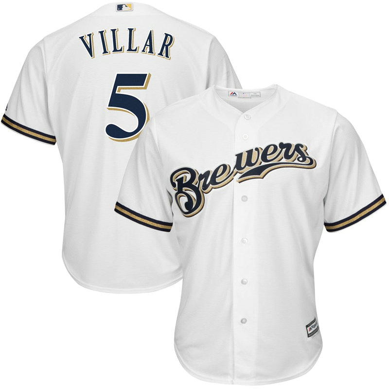 Milwaukee Brewers #5 Jonathan Villar Replica Home White Cool Base Jersey
