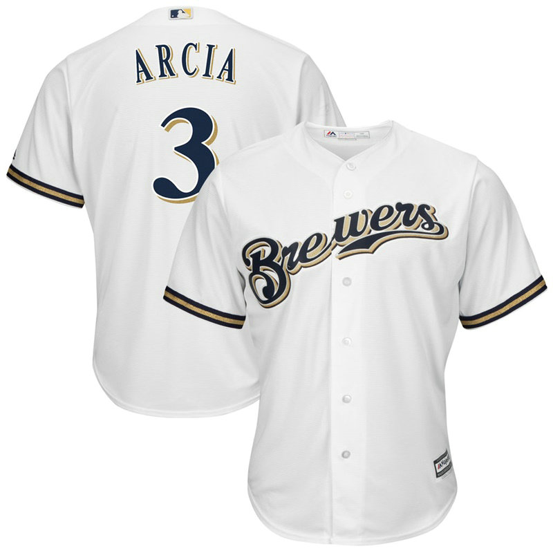 Milwaukee Brewers #3 Orlando Arcia Home White Cool Base Jersey Milwaukee Brewers #3 Orlando Arcia Home White Cool Base Jersey