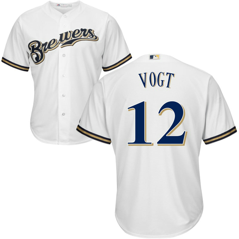 Stephen Vogt #12 Milwaukee Brewers Home White Cool Base Jersey Stephen Vogt #12 Milwaukee Brewers Home White Cool Base Jersey