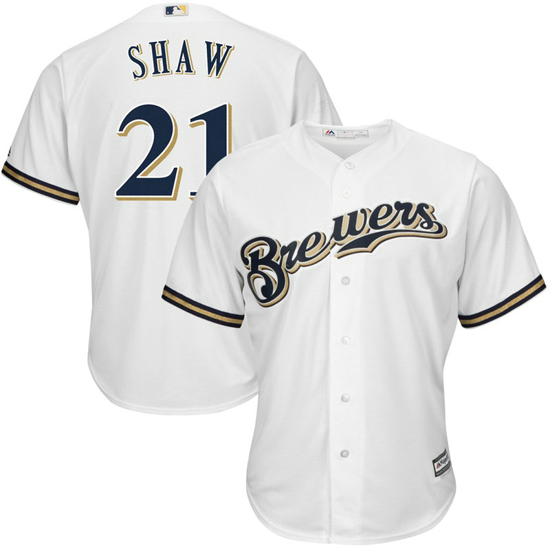 Milwaukee Brewers #21 Travis Shaw Replica Home White Cool Base Jersey Milwaukee Brewers #21 Travis Shaw Replica Home White Cool Base Jersey