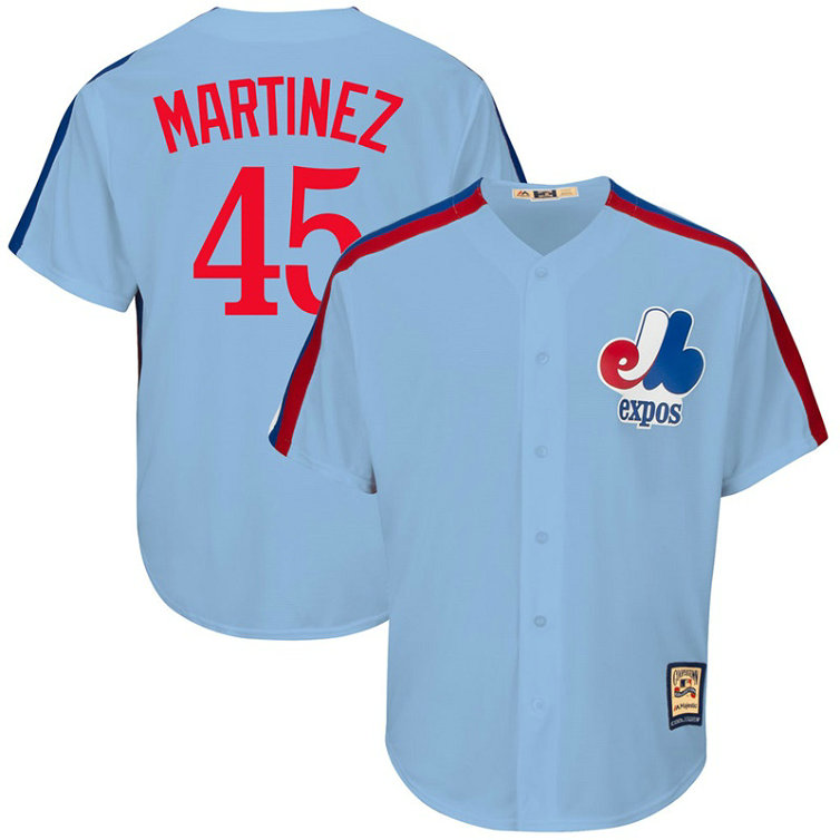 Pedro Martinez #45 Montreal Expos Replica Cooperstown Collection Light Blue Cool Base Jersey Pedro Martinez #45 Montreal Expos Replica Cooperstown Collection Light Blue Cool Base Jersey