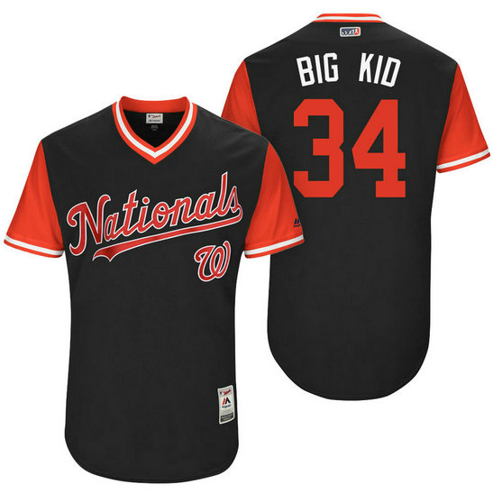 Washington Nationals Bryce Harper #34 Big Kid Navy Nickname 2017 Little League Players Weekend Jersey