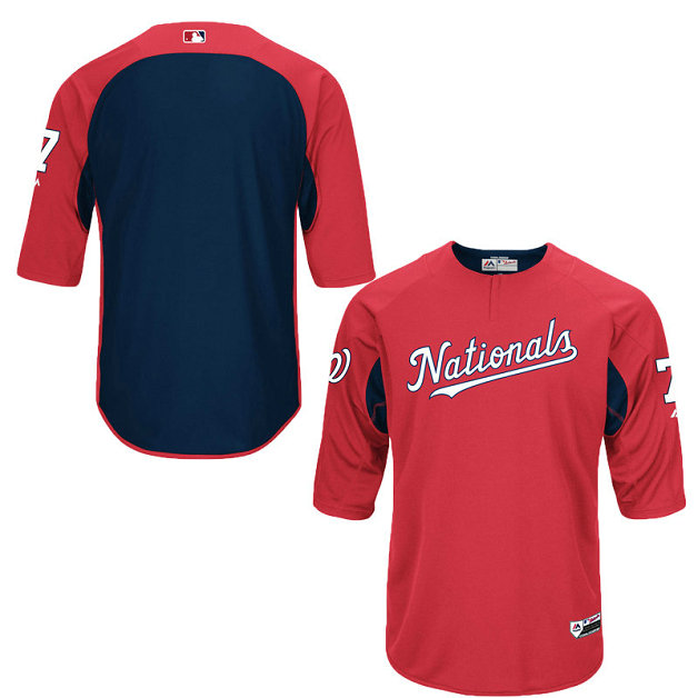 Washington Nationals Trea Turner On-Field 3/4-Sleeve Player Batting Practice Jersey- Red Washington Nationals Trea Turner On-Field 3/4-Sleeve Player Batting Practice Jersey- Red