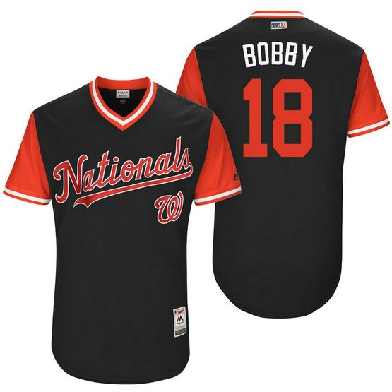 Washington Nationals Ryan Raburn #18 Bobby Navy Nickname 2017 Little League Players Weekend Jersey