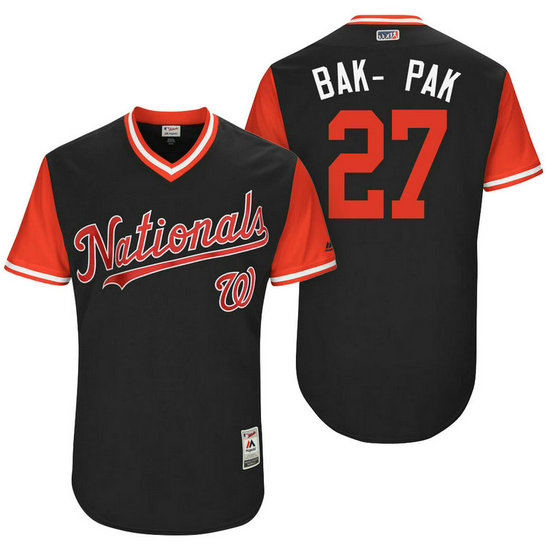 Washington Nationals Shawn Kelley #27 Bak- Pak Navy Nickname 2017 Little League Players Weekend Jersey