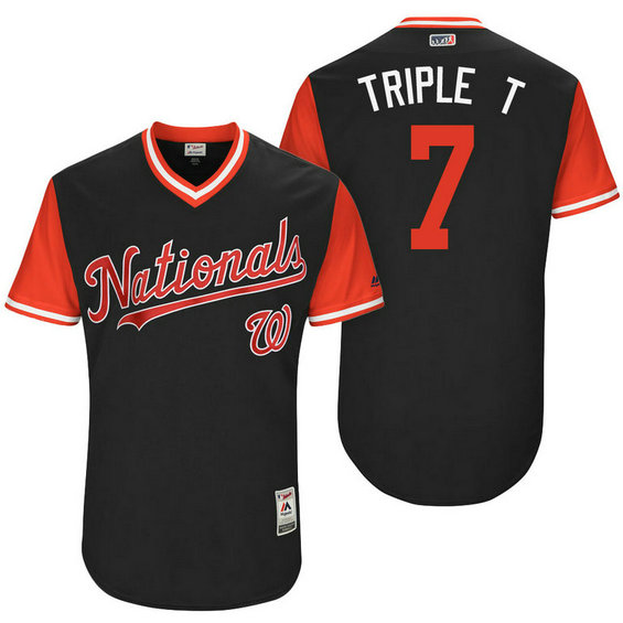 Washington Nationals Trea Turner #7 Triple T Navy Nickname 2017 Little League Players Weekend Jersey Washington Nationals Trea Turner #7 Triple T Navy Nickname 2017 Little League Players Weekend Jersey