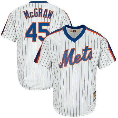Tug McGraw #45 New York Mets Replica Cooperstown Collection White Cool Base Jersey Tug McGraw #45 New York Mets Replica Cooperstown Collection White Cool Base Jersey