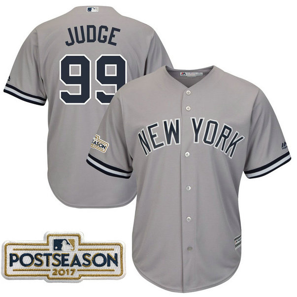 Aaron Judge #99 New York Yankees 2017 Postseason Grey Cool Base Jersey