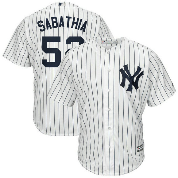 New York Yankees #52 C.C. Sabathia Home White Cool Base Jersey
