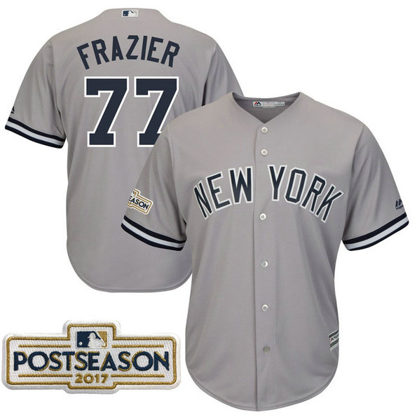 Clint Frazier #77 New York Yankees 2017 Postseason Grey Cool Base Jersey