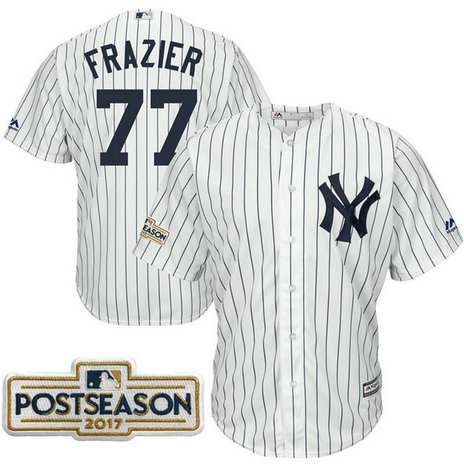 Clint Frazier #77 New York Yankees 2017 Postseason White Cool Base Jersey Clint Frazier #77 New York Yankees 2017 Postseason White Cool Base Jersey