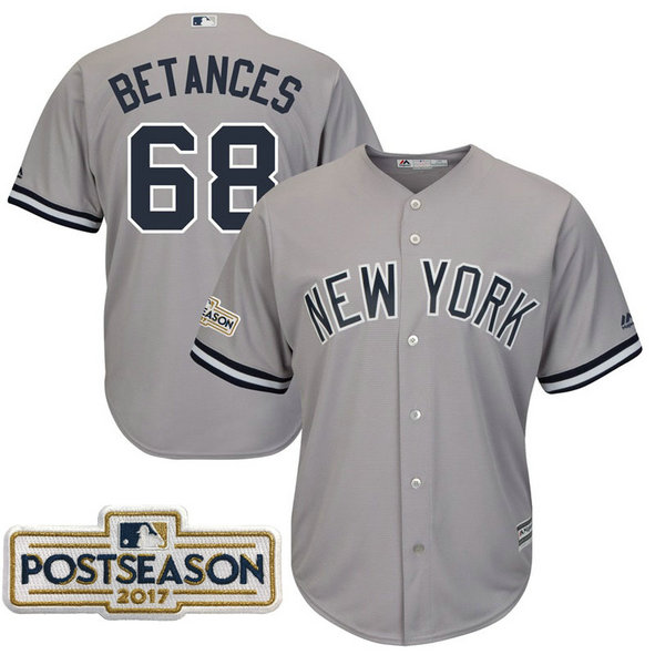 Dellin Betances #68 New York Yankees 2017 Postseason Grey Cool Base Jersey