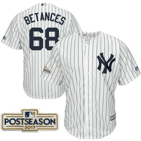 Dellin Betances #68 New York Yankees 2017 Postseason White Cool Base Jersey