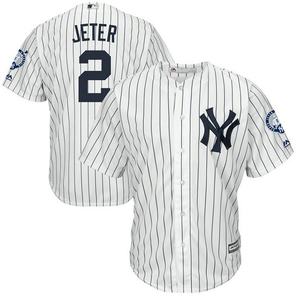 New York Yankees #2 Derek Jeter Retirement Patch Home White Cool Base Jersey New York Yankees #2 Derek Jeter Retirement Patch Home White Cool Base Jersey
