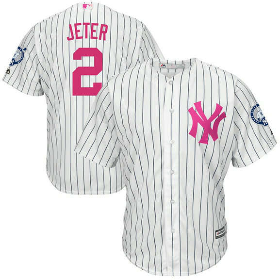 New York Yankees #2 Derek Jeter White Cool Base Jersey 2017 Mother's Day New York Yankees #2 Derek Jeter White Cool Base Jersey 2017 Mother's Day