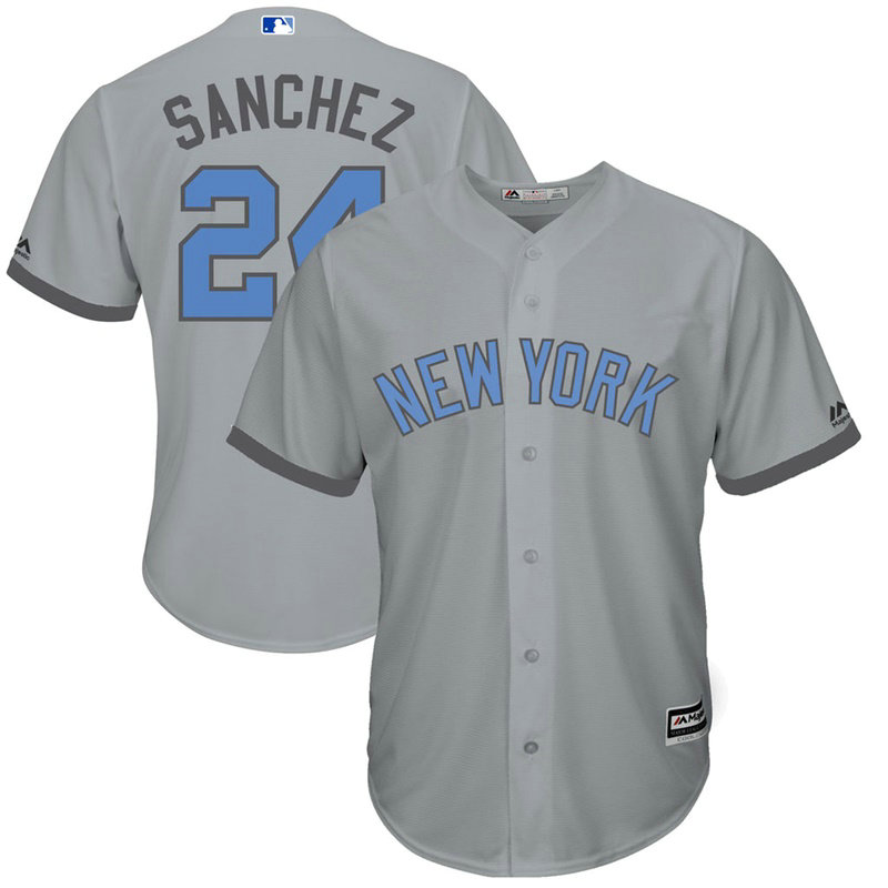 New York Yankees #24 Gary Sanchez Grey Cool Base Jersey 2017 Father's Day