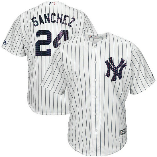 New York Yankees Independence Day #24 Gary Sanchez 2017 Stars & Stripes White Cool Base Jersey New York Yankees Independence Day #24 Gary Sanchez 2017 Stars & Stripes White Cool Base Jersey
