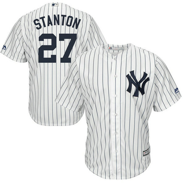 New York Yankees #27 Giancarlo Stanton Replica Home White Cool Base Jersey
