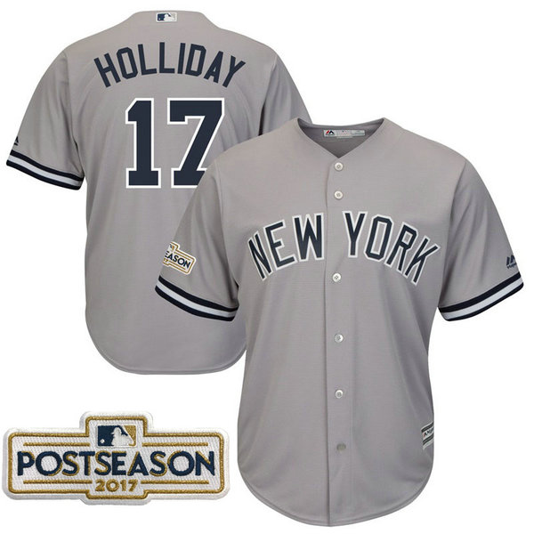 Matt Holliday #17 New York Yankees 2017 Postseason Grey Cool Base Jersey