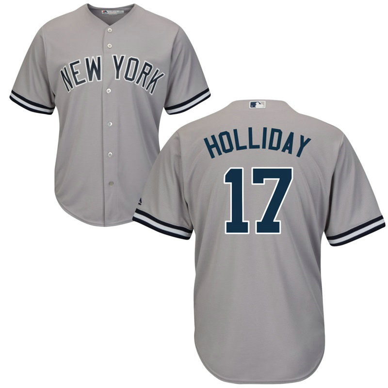 New York Yankees #17 Matt Holliday Road Grey Cool Base Jersey