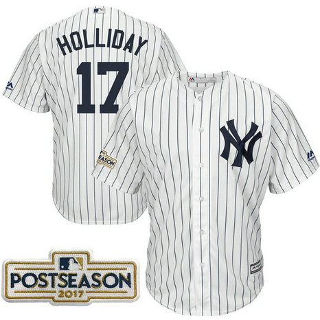 Matt Holliday #17 New York Yankees 2017 Postseason White Cool Base Jersey