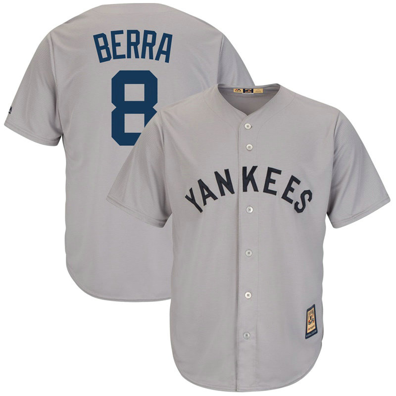 Yogi Berra #8 New York Yankees Replica Cooperstown Collection Grey Cool Base Jersey Yogi Berra #8 New York Yankees Replica Cooperstown Collection Grey Cool Base Jersey