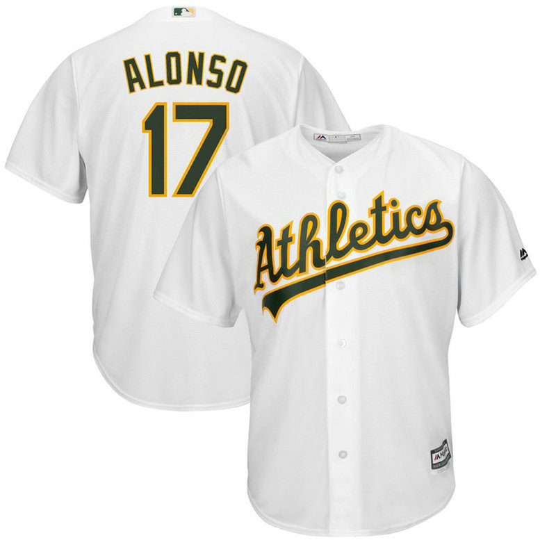 Yonder Alonso #17 Oakland Athletics Replica Home White Cool Base Jersey