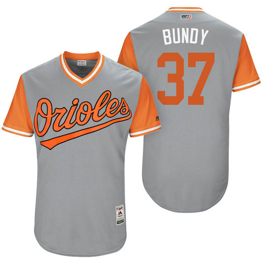 Baltimore Orioles Dylan Bundy #37 Bundy Grey Nickname 2017 Little League Players Weekend Jersey Baltimore Orioles Dylan Bundy #37 Bundy Grey Nickname 2017 Little League Players Weekend Jersey
