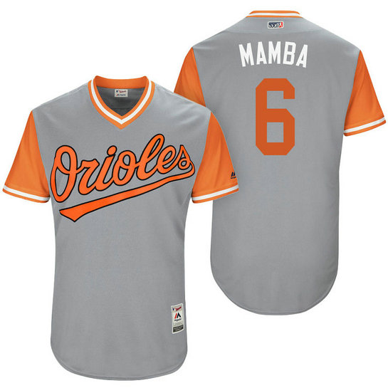 Baltimore Orioles Jonathan Schoop #6 Mamba Grey Nickname 2017 Little League Players Weekend Jersey