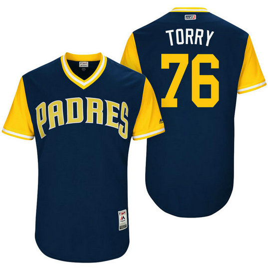 San Diego Padres Jose Torres #76 Torry Navy Nickname 2017 Little League Players Weekend Jersey San Diego Padres Jose Torres #76 Torry Navy Nickname 2017 Little League Players Weekend Jersey