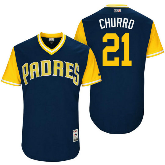 San Diego Padres Luis Torrens #21 Churro Navy Nickname 2017 Little League Players Weekend Jersey San Diego Padres Luis Torrens #21 Churro Navy Nickname 2017 Little League Players Weekend Jersey