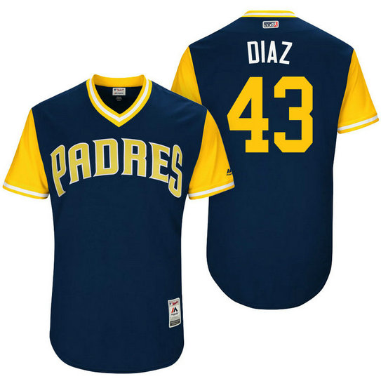 San Diego Padres Miguel Diaz #43 Diaz Navy Nickname 2017 Little League Players Weekend Jersey San Diego Padres Miguel Diaz #43 Diaz Navy Nickname 2017 Little League Players Weekend Jersey