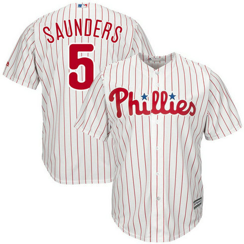 Michael Saunders #5 Philadelphia Phillies Replica Home White Cool Base Jersey Michael Saunders #5 Philadelphia Phillies Replica Home White Cool Base Jersey