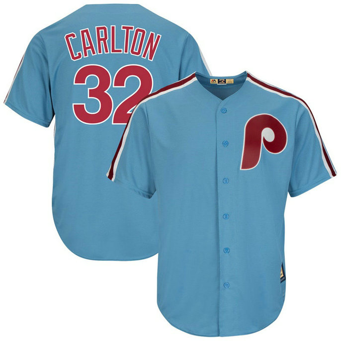 Steve Carlton #32 Philadelphia Phillies Replica Cooperstown Light Blue Cool Base Jersey