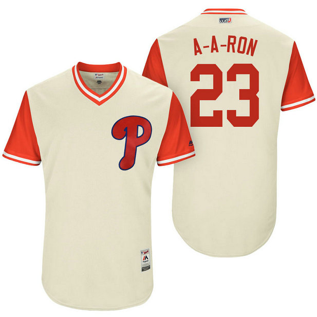 Philadelphia Phillies Aaron Altherr #23 A-A-Ron Tan Nickname 2017 Little League Players Weekend Jersey Philadelphia Phillies Aaron Altherr #23 A-A-Ron Tan Nickname 2017 Little League Players Weekend Jersey