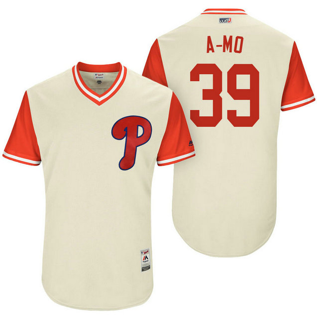 Philadelphia Phillies Adam Morgan #39 A-Mo Tan Nickname 2017 Little League Players Weekend Jersey