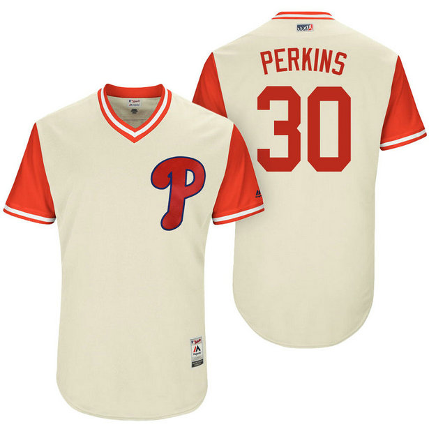 Philadelphia Phillies Cameron Perkins #30 Perkins Tan Nickname 2017 Little League Players Weekend Jersey Philadelphia Phillies Cameron Perkins #30 Perkins Tan Nickname 2017 Little League Players Weekend Jersey