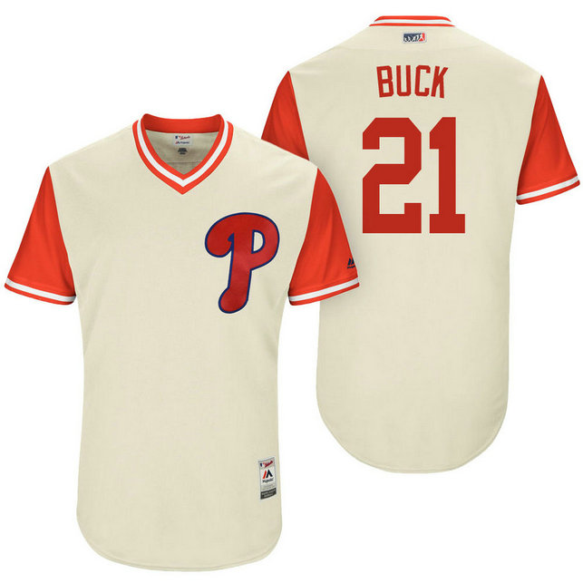 Philadelphia Phillies Clay Buchholz #21 Buck Tan Nickname 2017 Little League Players Weekend Jersey