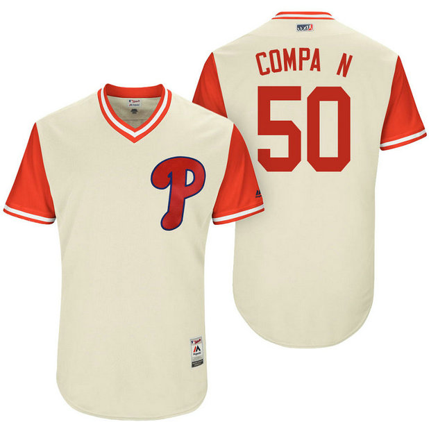 Philadelphia Phillies Hector Neris #50 Compa N Tan Nickname 2017 Little League Players Weekend Jersey